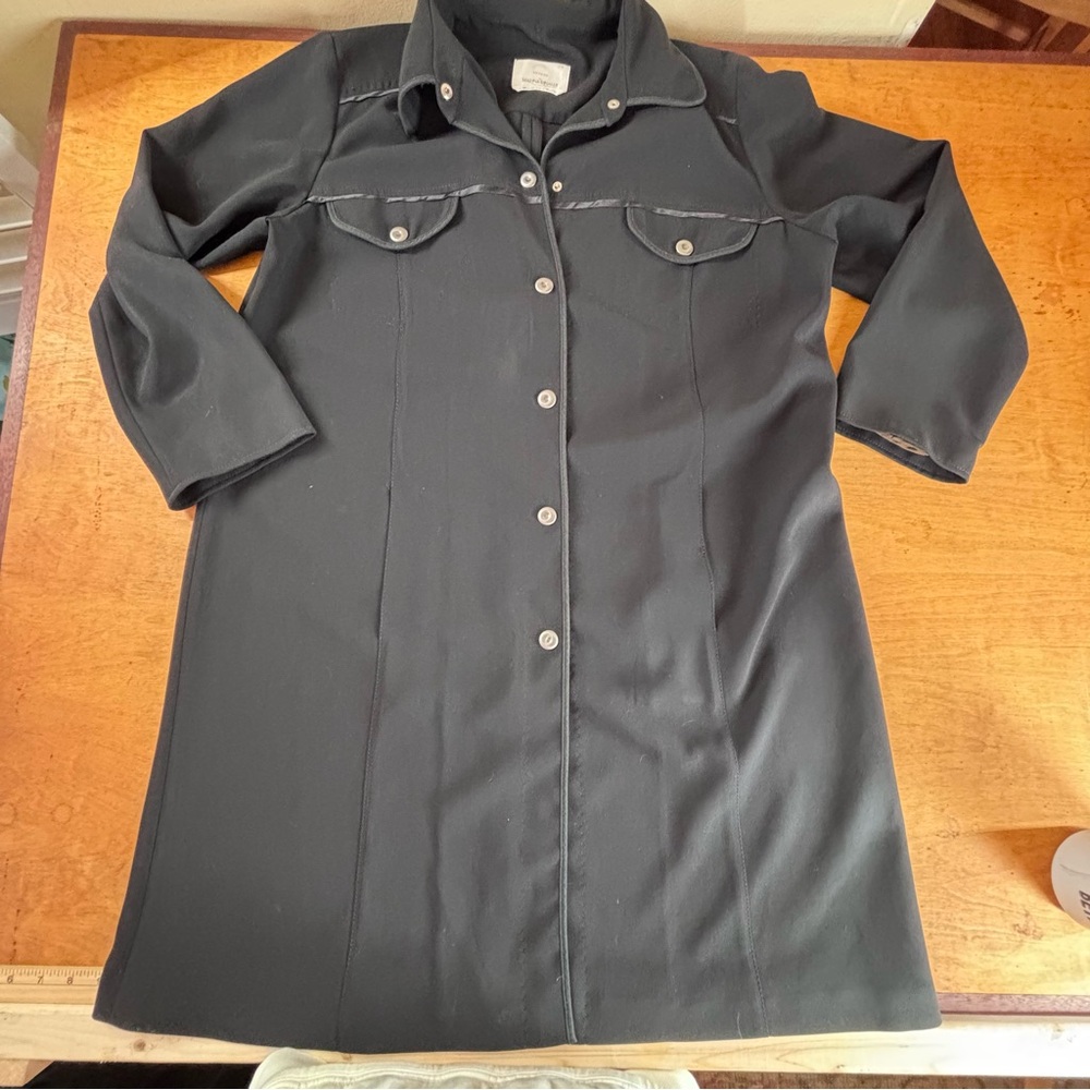 Maria Rinaldi 23 black button front long sleeve shirt dress made in Italy